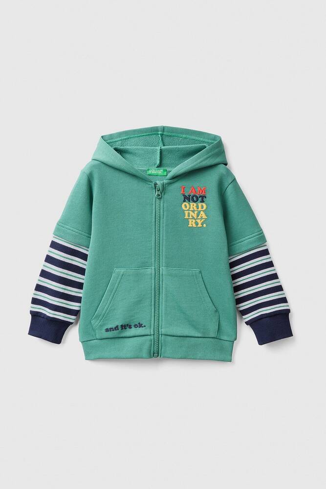 Erkek Bebek Slogan Baskılı Sweat 3J68G501W Yeşil 