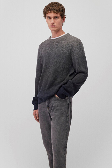 Erkek Bisiklet Yaka Kazak 070779-34686 Gri (3)