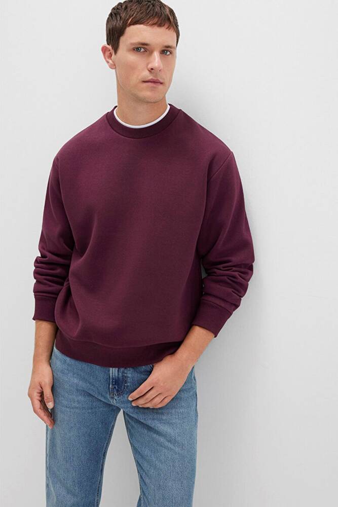 Erkek Bisiklet Yaka Sweat 0S10276-70434 Bordo  Erkek Bisiklet Yaka Sweat 0S10276-70434 Bordo