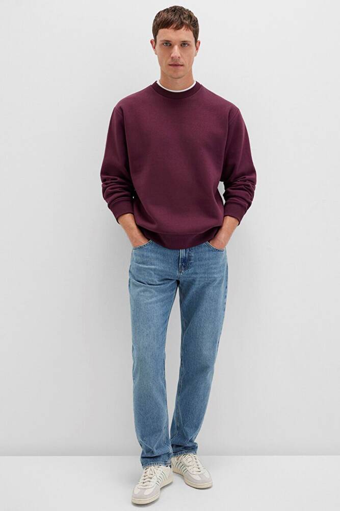 Erkek Bisiklet Yaka Sweat 0S10276-70434 Bordo  Erkek Bisiklet Yaka Sweat 0S10276-70434 Bordo