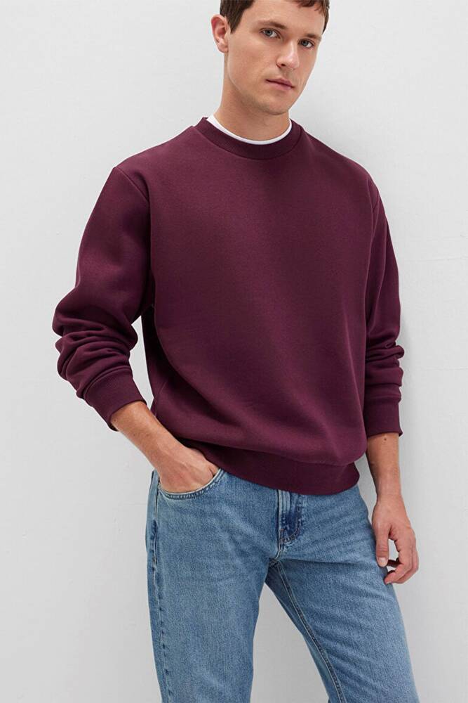 Erkek Bisiklet Yaka Sweat 0S10276-70434 Bordo  Erkek Bisiklet Yaka Sweat 0S10276-70434 Bordo