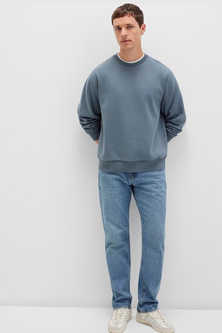Erkek Bisiklet Yaka Sweat 0S10276-80889 Mavi (2)