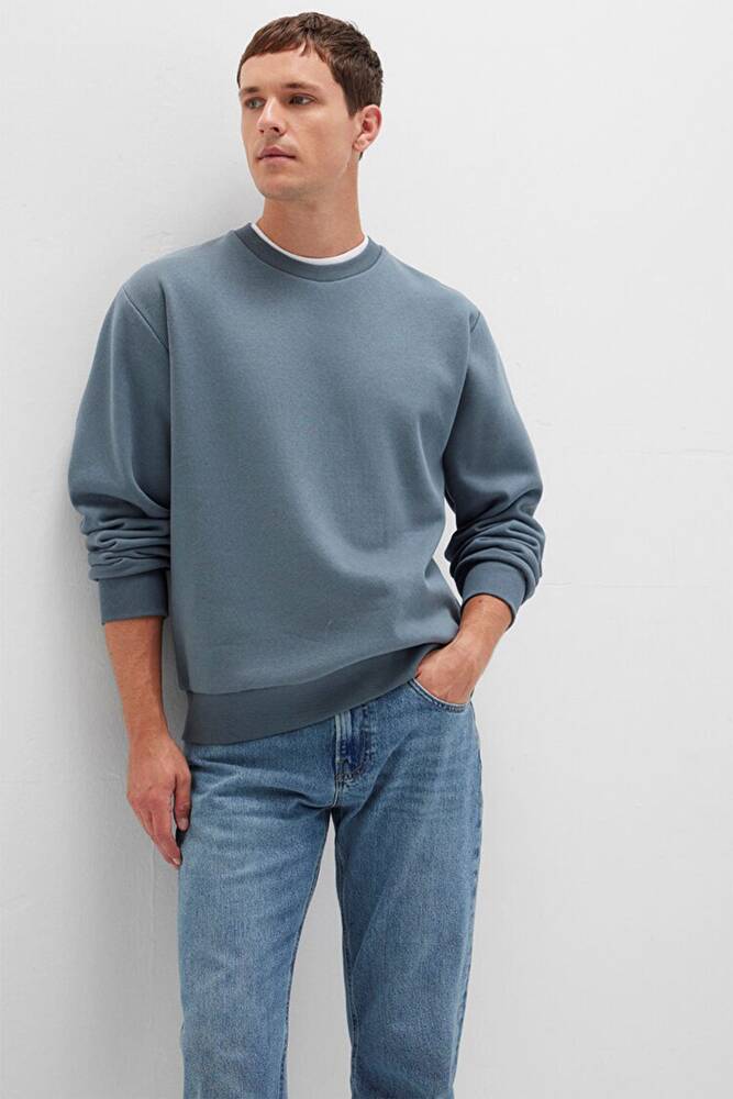 Erkek Bisiklet Yaka Sweat 0S10276-80889 Mavi 