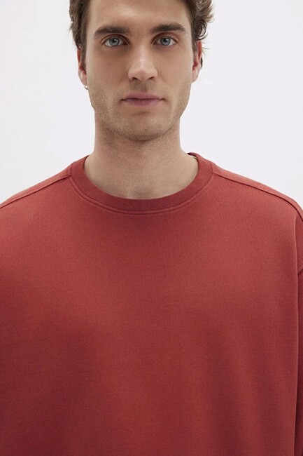 Erkek Bisiklet Yaka Sweat 0S10482-70457 Kırmızı - Thumbnail