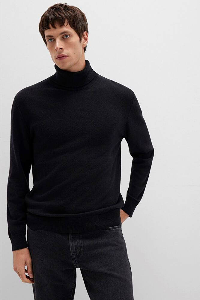 Erkek Boğazlı Kazak 0710372-900 Siyah  Erkek Boğazlı Kazak 0710372-900 Siyah