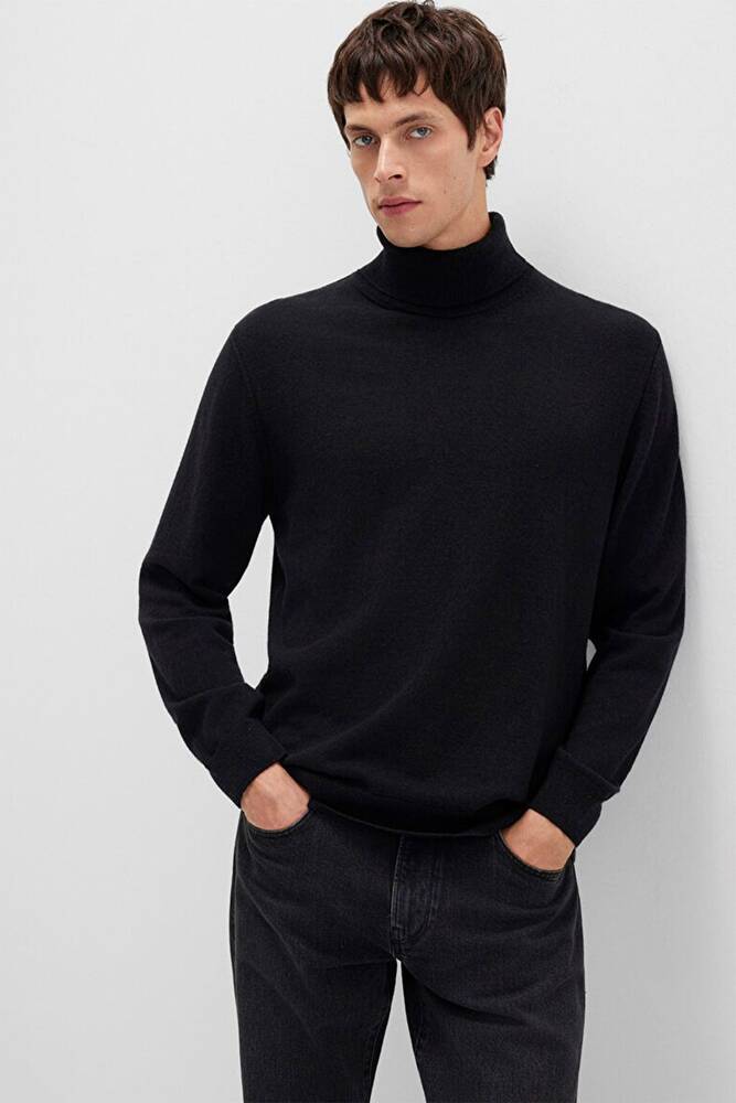 Erkek Boğazlı Kazak 0710372-900 Siyah  Erkek Boğazlı Kazak 0710372-900 Siyah