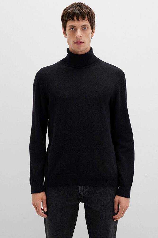 Erkek Boğazlı Kazak 0710372-900 Siyah  Erkek Boğazlı Kazak 0710372-900 Siyah