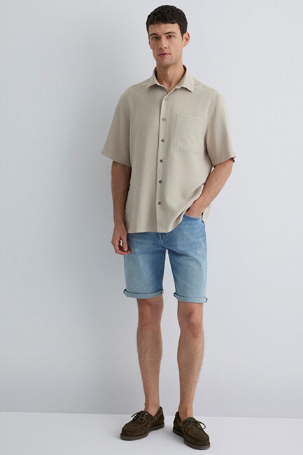 Erkek Brian Lt Street Comfort Jean Şort 0418481309 Mavi - Thumbnail