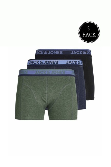 Jack & Jones - Erkek Renkli Logolu 3'lü Boxer Paketi 12248808 Siyah 