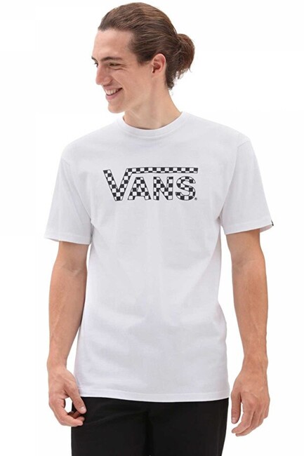 Vans - Erkek Checkered Vans Tişört VN0A7UCPYB21 Beyaz 