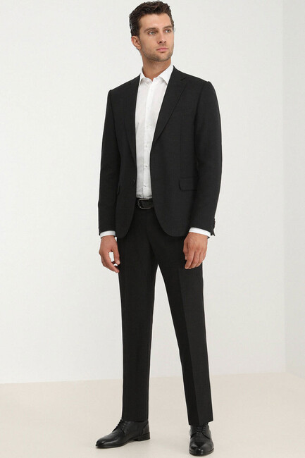 Kip - Erkek Çizgili Modern Fit Keten Karışımlı Takım Elbise 10139702 Siyah 