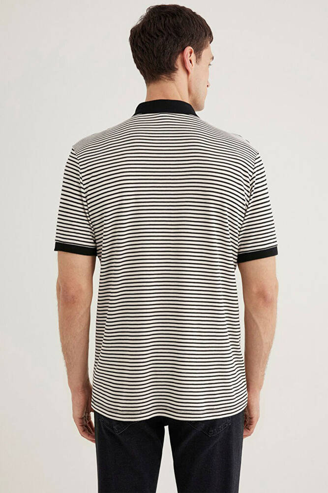 Erkek Çizgili Polo Tişört 0611843-70055 Bej 