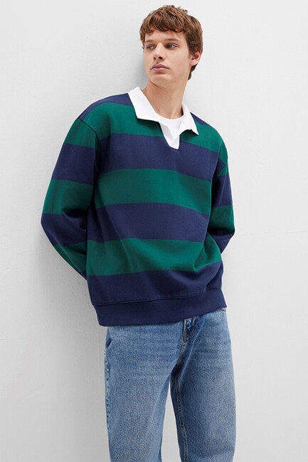 Erkek Çizgili Sweat 0S10491-70497 Lacivert (1)