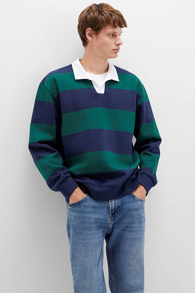 Erkek Çizgili Sweat 0S10491-70497 Lacivert  Erkek Çizgili Sweat 0S10491-70497 Lacivert