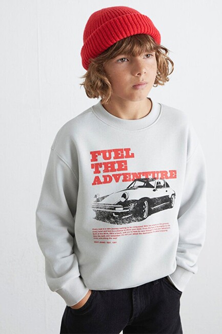 Erkek Çocuk Fuel The Adventure Baskılı Sweat 6S10126-90782 Gri - Thumbnail