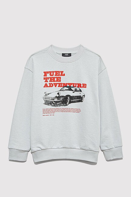 Erkek Çocuk Fuel The Adventure Baskılı Sweat 6S10126-90782 Gri - Thumbnail