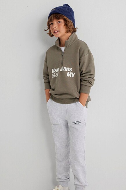 Erkek Çocuk Mavi Jeans Baskılı Sweat 6S10142-86961 Yeşil (1)