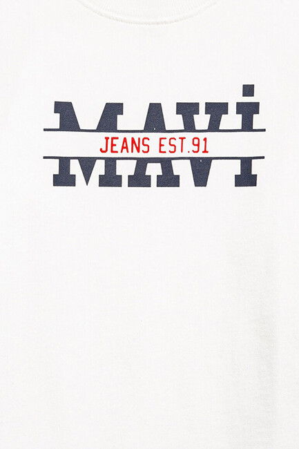 Erkek Çocuk Mavi Logo Baskılı Tişört 6610397-70057 Ekru - Thumbnail