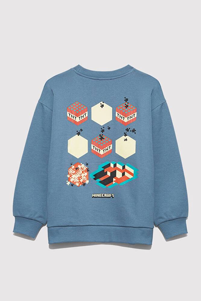 Erkek Çocuk Mınecraft Baskılı Sweat 6S10130-85518 Mavi  Erkek Çocuk Mınecraft Baskılı Sweat 6S10130-85518 Mavi