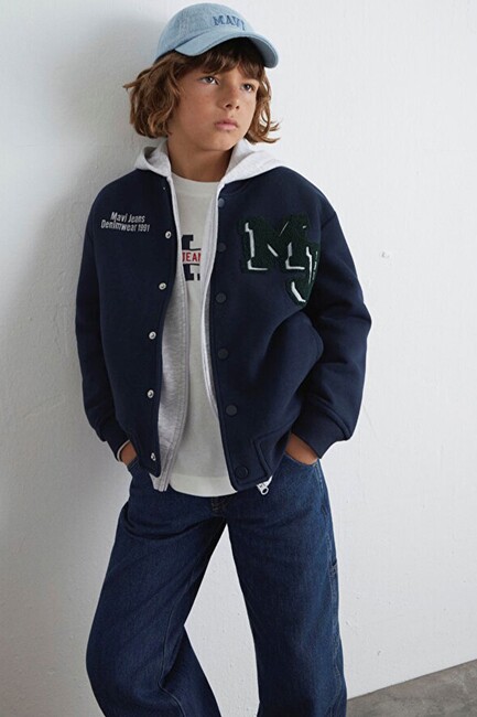 Erkek Çocuk MJ Baskılı Bomber Ceket 6S10121-82318 Lacivert (1)