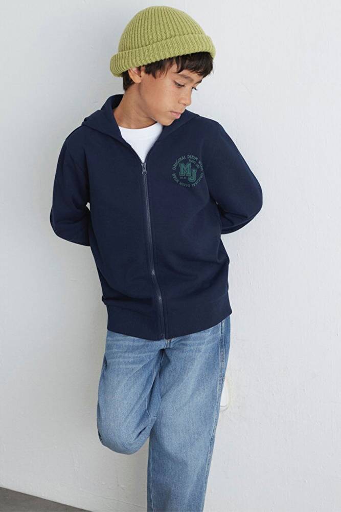 Erkek Çocuk MV Baskılı Fermuarlı Sweat 6S10127-82318 Lacivert  Erkek Çocuk MV Baskılı Fermuarlı Sweat 6S10127-82318 Lacivert