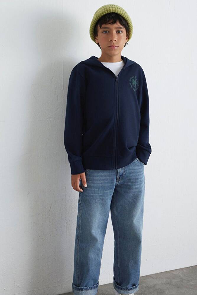 Erkek Çocuk MV Baskılı Fermuarlı Sweat 6S10127-82318 Lacivert  Erkek Çocuk MV Baskılı Fermuarlı Sweat 6S10127-82318 Lacivert
