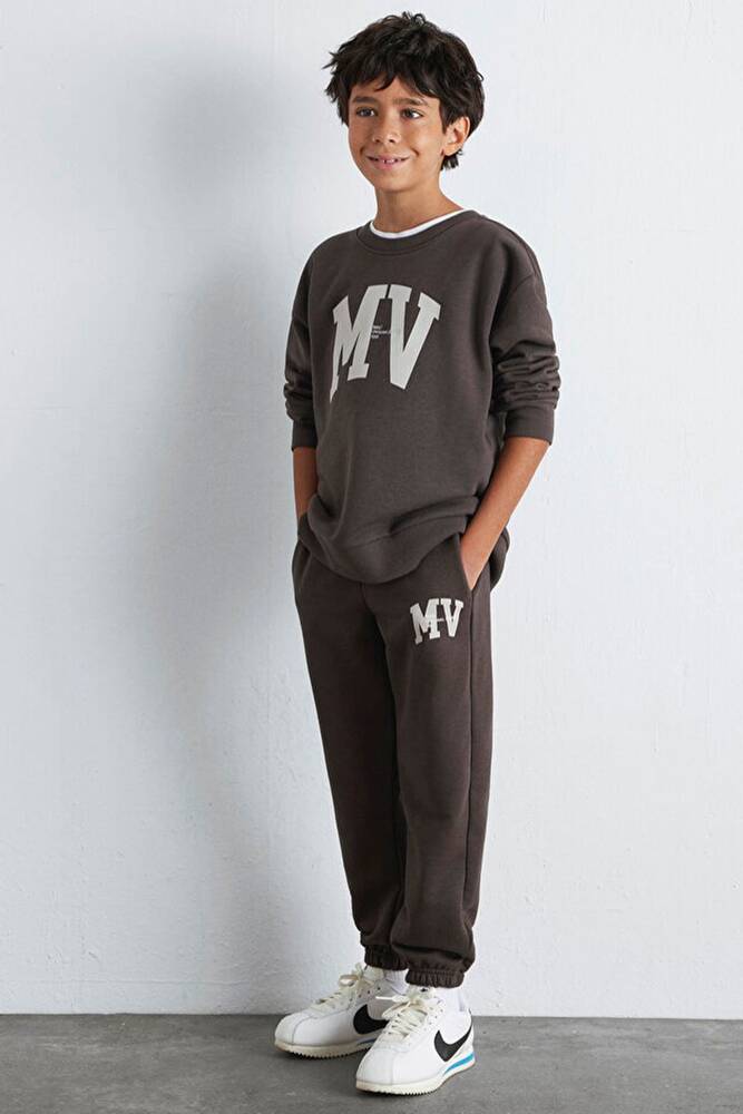 Erkek Çocuk MV Logo Baskılı Eşofman Altı 6010010-71593 Kahve 