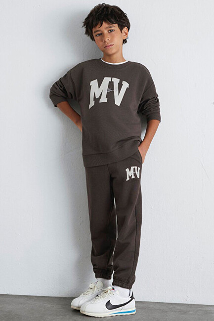 Erkek Çocuk MV Logo Baskılı Eşofman Altı 6010010-71593 Kahve (2)