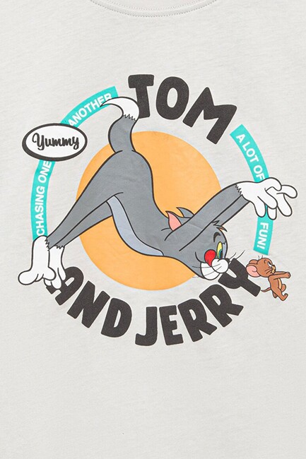 Erkek Çocuk Tom & Jerry Baskılı Tişört 6610291-80618 Gri - Thumbnail