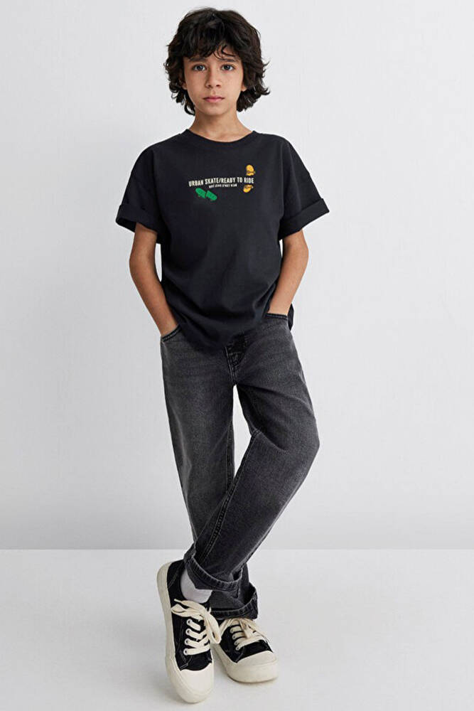 Erkek Çocuk Urban Skate Baskılı Tişört 6610275-70087 Gri 