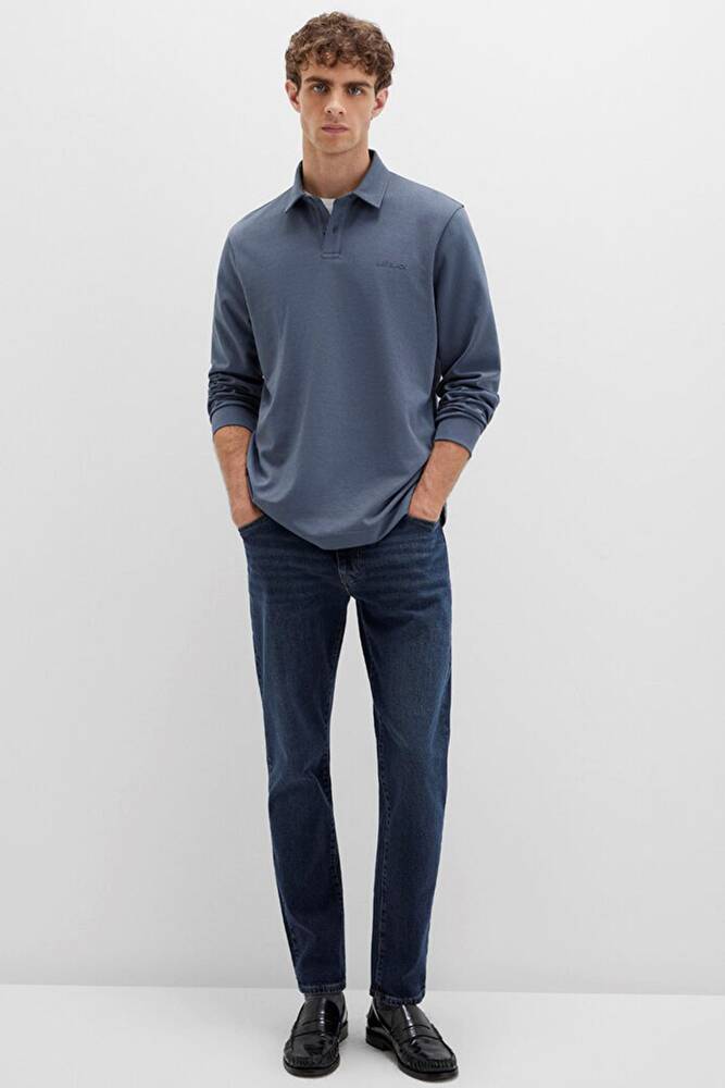 Erkek Düğmeli Penye 0613043-80776 Mavi  Erkek Düğmeli Penye 0613043-80776 Mavi