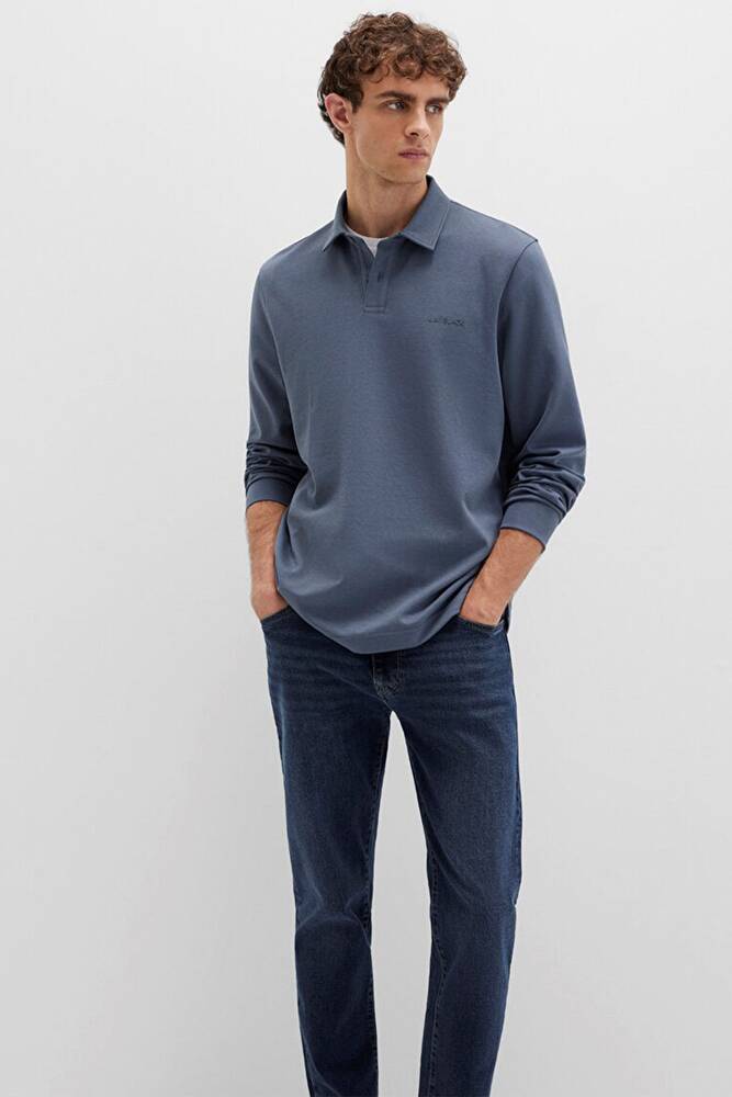 Erkek Düğmeli Penye 0613043-80776 Mavi  Erkek Düğmeli Penye 0613043-80776 Mavi