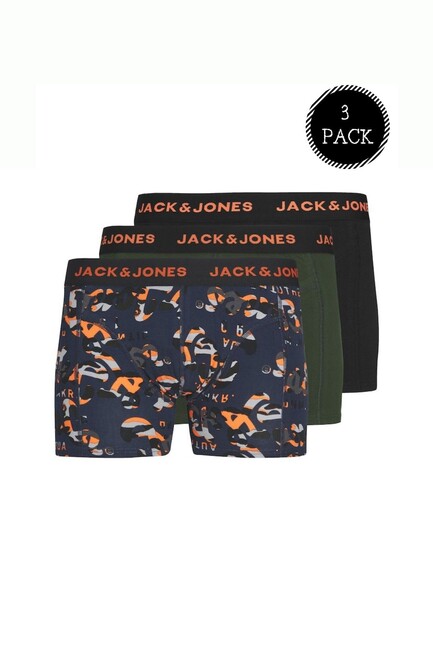 Jack & Jones - Erkek Renkli Logolu 3'lü Boxer Paketi 12237423 Lacivert 