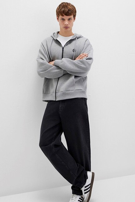 Erkek Fermuarlı Sweat 066979-34686 Gri (1)