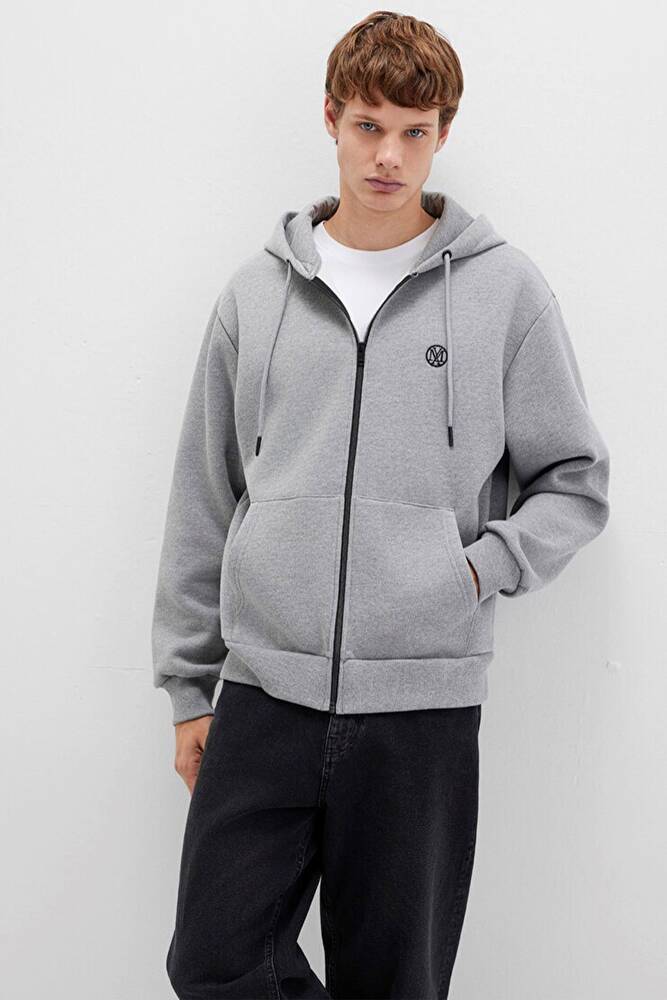 Erkek Fermuarlı Sweat 066979-34686 Gri  Erkek Fermuarlı Sweat 066979-34686 Gri