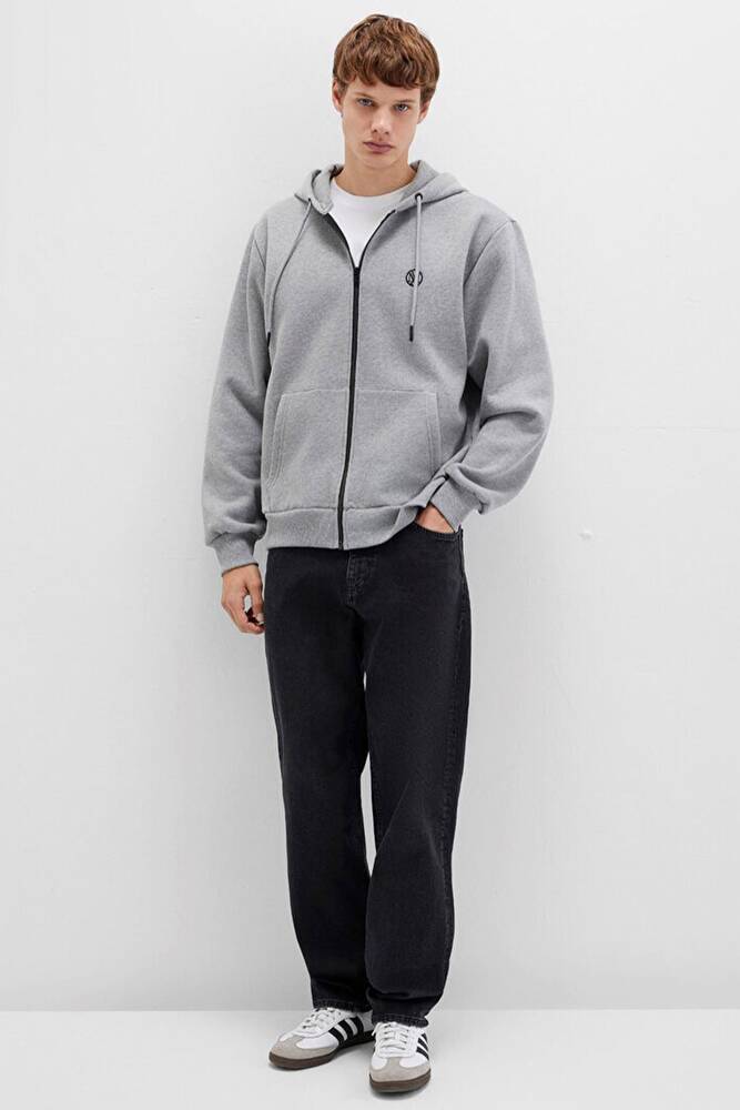 Erkek Fermuarlı Sweat 066979-34686 Gri  Erkek Fermuarlı Sweat 066979-34686 Gri