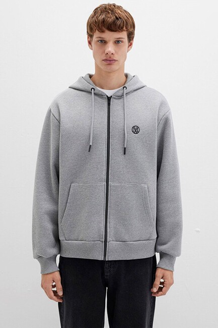 Erkek Fermuarlı Sweat 066979-34686 Gri - Thumbnail