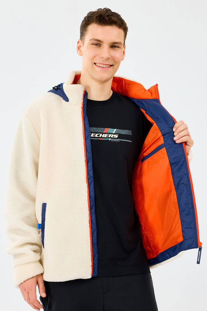 Erkek Fleece Full Zıp Sweat S242039-102 Ekru 