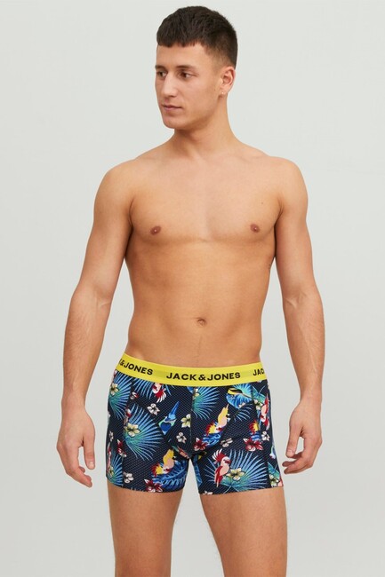 Jack & Jones - Erkek Flower Bird 3 Lü Paket Boxer 12194104 Mavi 