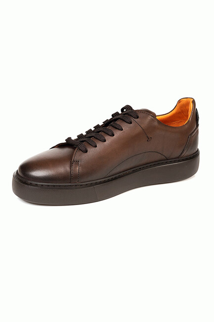 Erkek Hakiki Deri Sneaker Ayakkabı 3K1SA75162 Kahverengi - Thumbnail