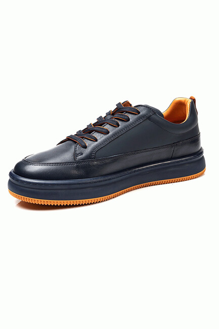 Erkek Hakiki Deri Sneaker Ayakkabı 3K1UA16380 Lacivert - Thumbnail