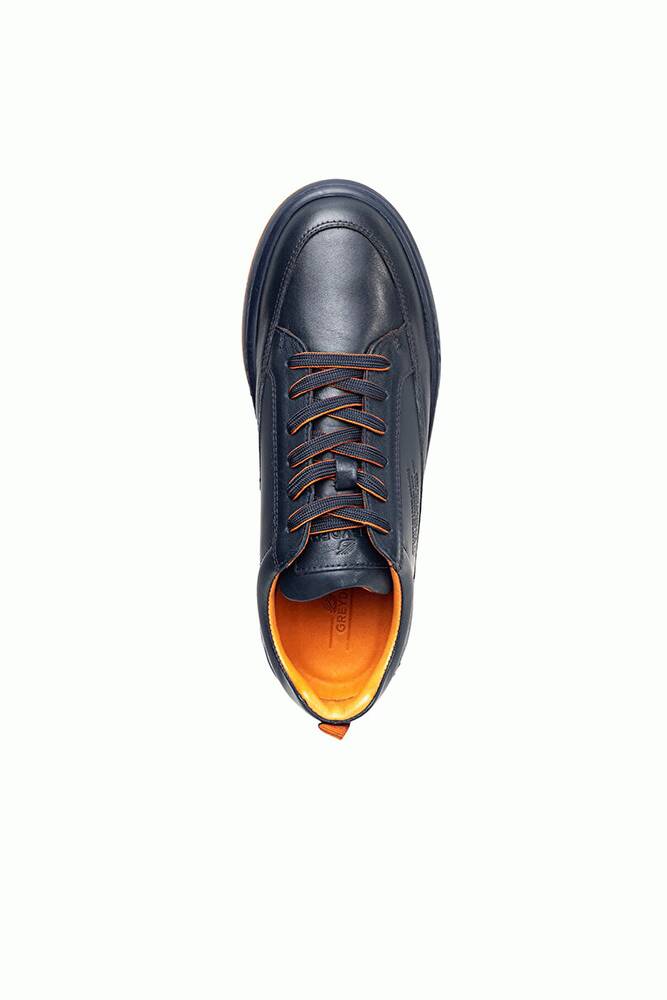 Erkek Hakiki Deri Sneaker Ayakkabı 3K1UA16380 Lacivert 