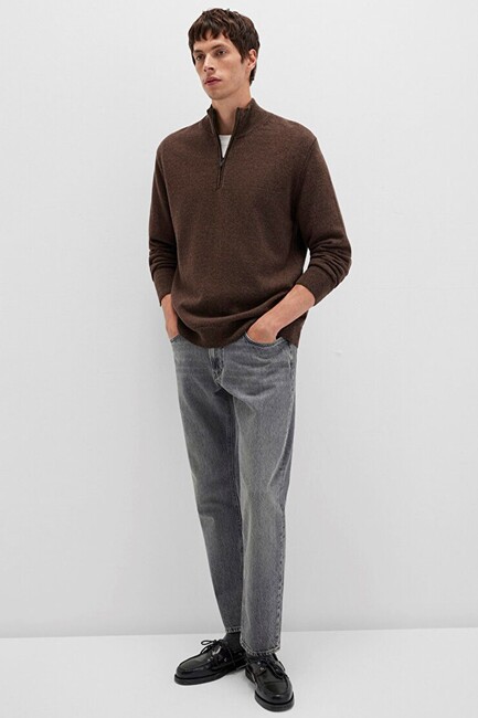 Erkek Half Zıp Kazak 0710371-70251 Kahve (2)