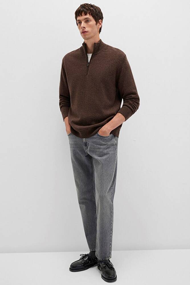 Erkek Half Zıp Kazak 0710371-70251 Kahve  Erkek Half Zıp Kazak 0710371-70251 Kahve