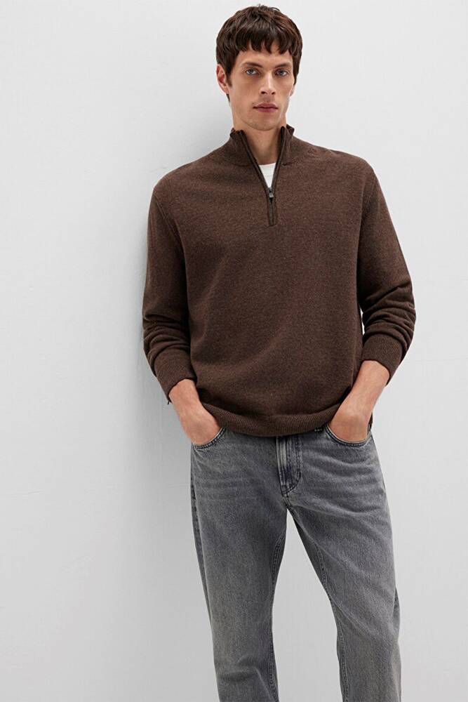 Erkek Half Zıp Kazak 0710371-70251 Kahve  Erkek Half Zıp Kazak 0710371-70251 Kahve