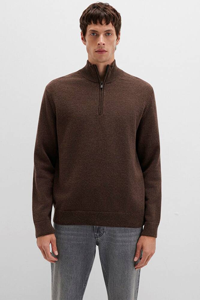 Erkek Half Zıp Kazak 0710371-70251 Kahve  Erkek Half Zıp Kazak 0710371-70251 Kahve