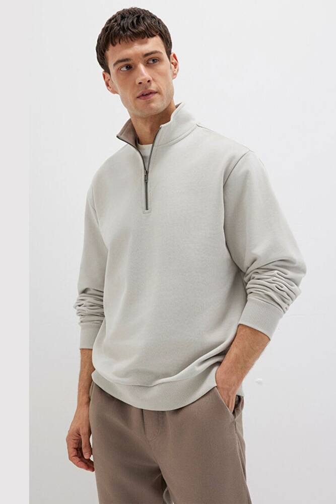 Erkek Half Zıp Sweat 0S10419-70074 Gri 