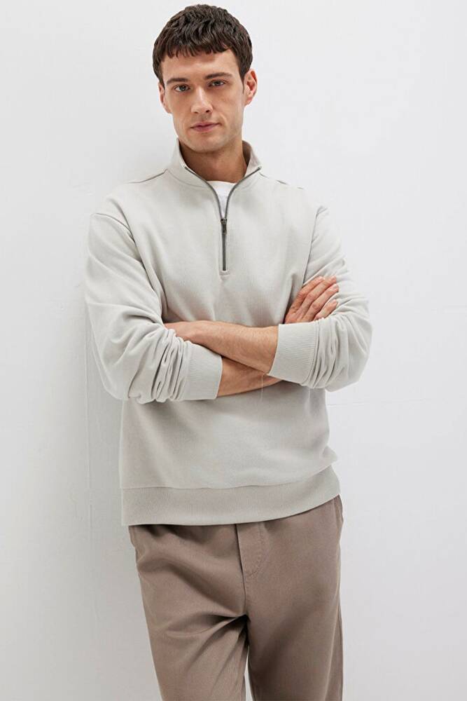 Erkek Half Zıp Sweat 0S10419-70074 Gri 