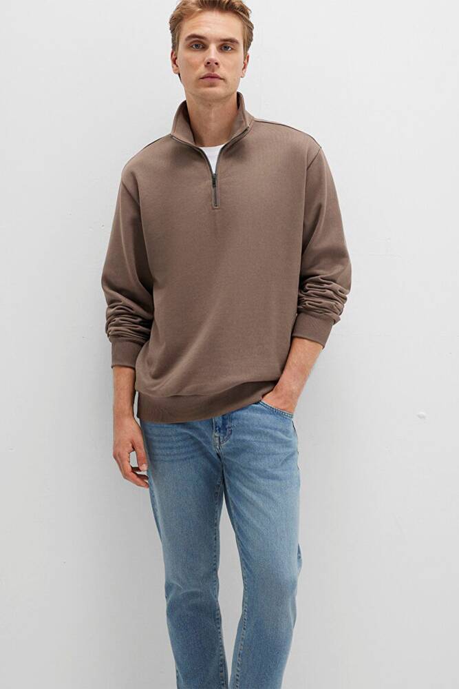 Erkek Half Zıp Sweat 0S10419-70380 Kahve 