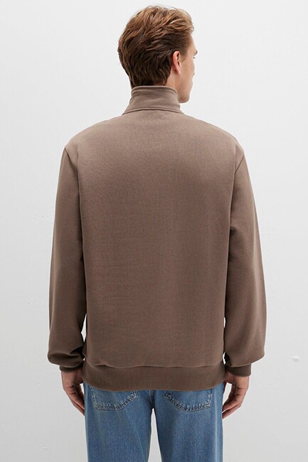 Erkek Half Zıp Sweat 0S10419-70380 Kahve - Thumbnail
